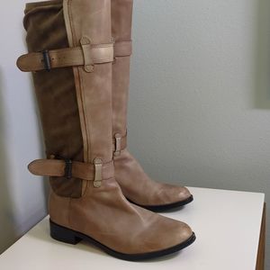 Gray leather buckle strap Cole Haan boots. 10.5